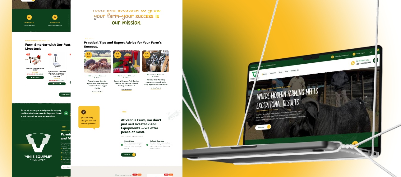 Vannis Farm agriculture e-commerce platform website by Speck Creations